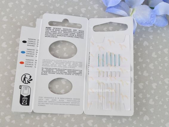 07881 PONY Голки бісерні з кольоровим вушком 6шт №11