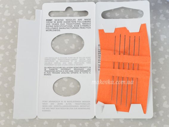 07887 Иглы для бисера №10-12, 6шт PONY 