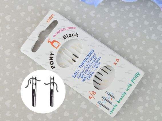 Голки для слабозорих чорні з білим вічком PONY 4/8 12831 Голки для слабозорих чорні з білим вічком PONY 4/8 12831