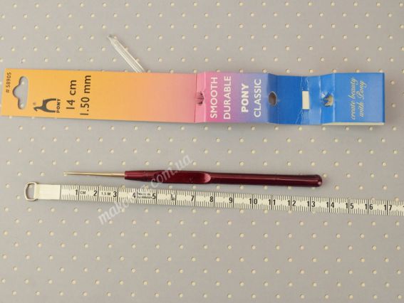 58905 PONY вязальный Крючок толщина 1,50 мм металлический , длина 13,6см, 