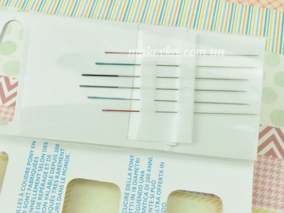 07883 PONY Голки бісерні з кольоровим вушком 6шт №10,11,12