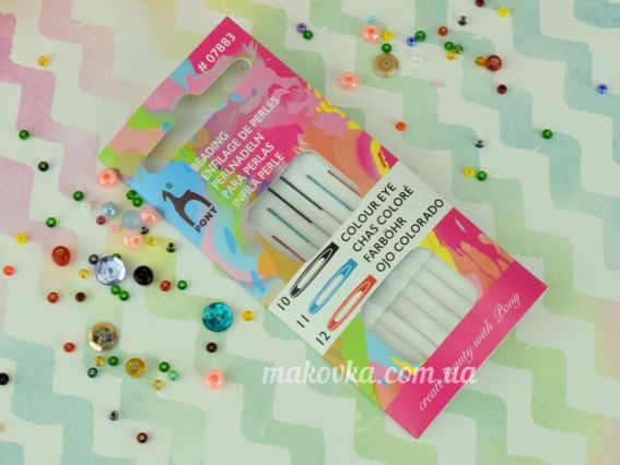 Бісерні голки з кольоровими вушками № 10,11,12 PONY 07883