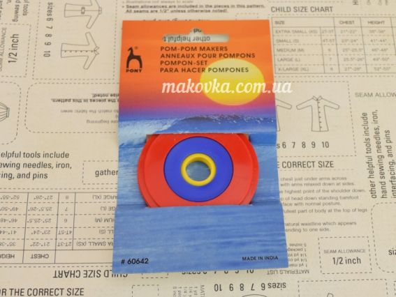 Пристрій для створення помпонів, три діаметри, PONY 60642, круглий, не роз'ємний