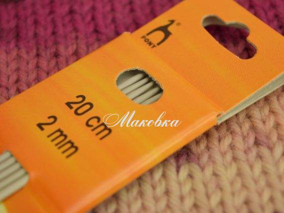 Спицы носочные PONY 36612 тефлоновые длина 20 см толщина №2 мм