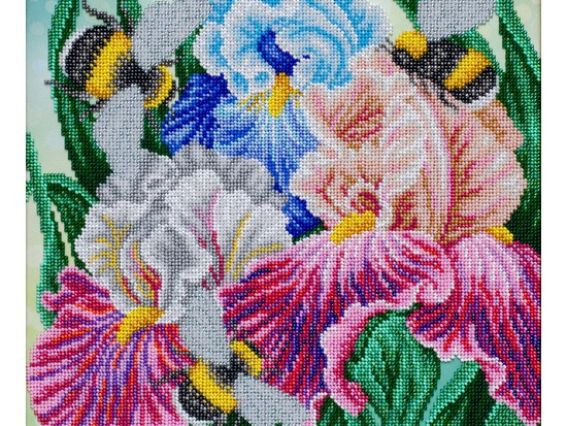 Т-1297 Півники та джмелі, друк на тканині під бісер, ВДВ