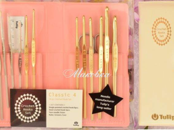 Набір в'язальних гачків Classic 4 Tulip TCK-004e № 09-6мм у ванільному органайзері