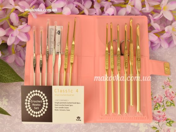TCK-004e Classic 4 Tulip набор крючков для вязания № 09-6мм в ванильном органайзере с ножницами