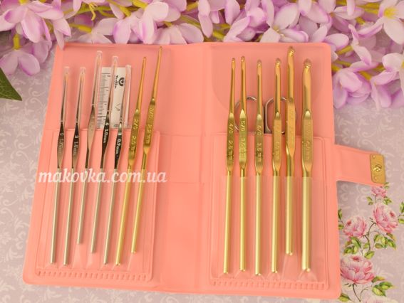 TCK-004e Classic 4 Tulip набор крючков для вязания № 09-6мм в ванильном органайзере с ножницами