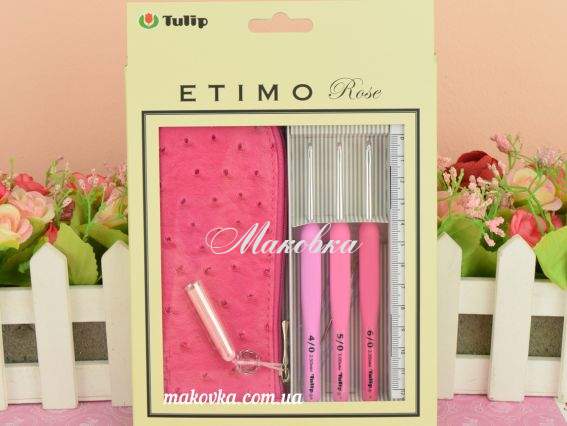 Набор вязальных крючков ETIMO Rose Tulip TER-001e розовые №№2,5, 3 и 3,5 мм в розовом органайзере Набор вязальных крючков ETIMO Rose Tulip TER-001e розовые №№2,5, 3 и 3,5 мм в розовом органайзере