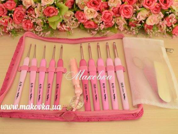 Набор вязальных крючков ETIMO Rose Tulip TER-001e розовые №№2-6 мм в розовом органайзере Набор вязальных крючков ETIMO Rose Tulip TER-001e розовые №№2-6 мм в розовом органайзере