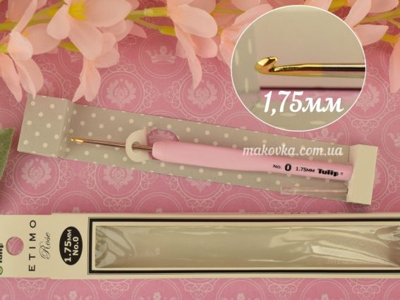 Гачок Tulip Etimo Rose сталевий TEL-00e м'яка ручка рожева №0 (1.75 мм) Гачок Tulip Etimo Rose сталевий TEL-00e м'яка ручка рожева №0 (1.75 мм)
