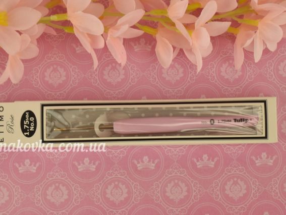 В'язальний гачок Tulip Etimo Rose сталевий з позолоченим кінчиком TEL-00e м'яка рожева ручка №0 (1.75 мм)