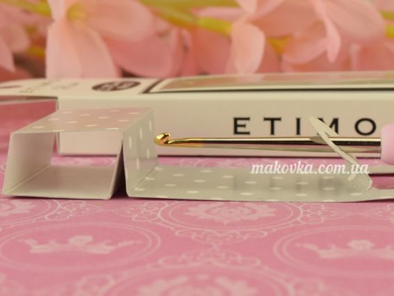 В'язальний гачок Tulip Etimo Rose сталевий з позолоченим кінчиком TEL-00e м'яка рожева ручка №0 (1.75 мм)