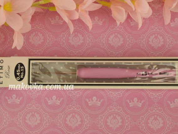 В'язальний гачок Tulip Etimo Rose сталевий з позолоченим кінчиком TEL-15e м'яка рожева ручка №15 (0,45 мм)