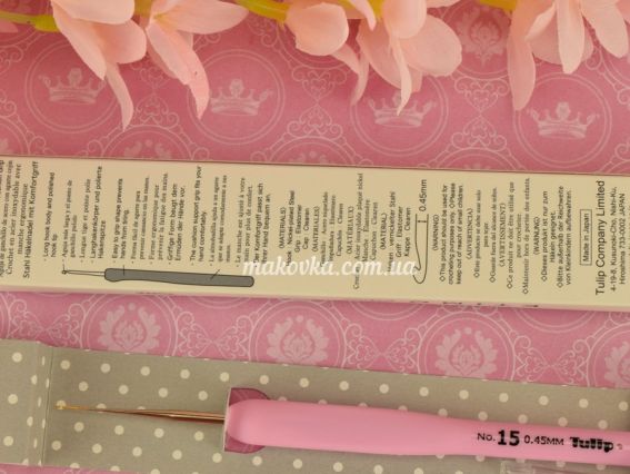 В'язальний гачок Tulip Etimo Rose сталевий з позолоченим кінчиком TEL-15e м'яка рожева ручка №15 (0,45 мм)