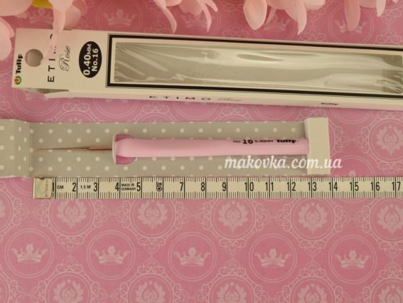 В'язальний гачок Tulip Etimo Rose сталевий з позолоченим кінчиком TEL-15e м'яка рожева ручка №15 (0,45 мм)