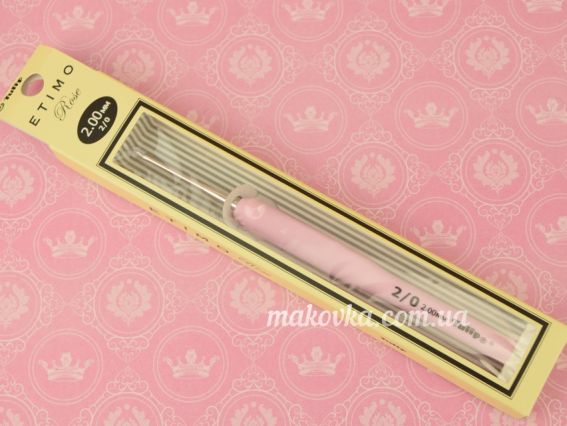 В'язальний гачок Tulip Etimo Rose алюмінієвий TER-03E м'яка рожева ручка №2 (2 мм)