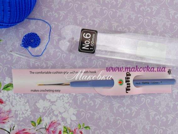 Крючок Tulip Etimo стальной T13-6e мягкая ручка голубая №6 (1 мм) Крючок Tulip Etimo стальной T13-6e мягкая ручка голубая №6 (1 мм)