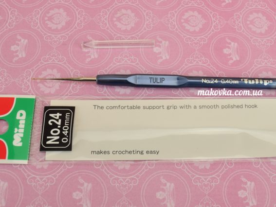Вязальный крючок Tulip TА-1053e для вязания бисером и нитками, мягкая вишневая ручка 13,5 см №6 (1 мм)
