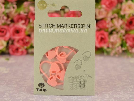 Маркери для петель Серця-замочки, рожеві, 7 шт/уп, Tulip АС-029е