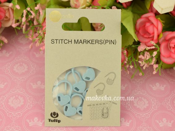АС-030е Tulip Маркери для петель Серця-замочки, блакитні, 7 шт/уп