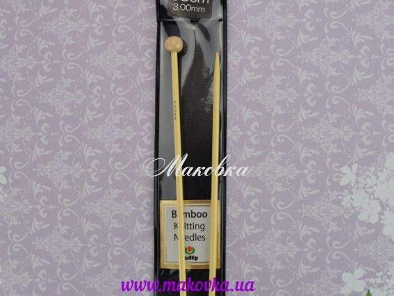 Спицы Tulip прямые с фиксатором БАМБУКОВЫЕ 35 см, № 3 мм