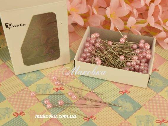 Булавки с розовой жемчужинкой, 55 мм, Paula Булавки с розовой жемчужинкой, 55 мм, Paula