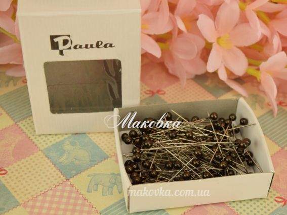 Булавки с коричневой жемчужинкой, 40 мм, Paula Булавки с коричневой жемчужинкой, 40 мм, Paula
