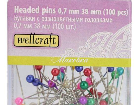Булавки портновские 100 шт в коробочке, размер 0,7х38 мм, 204033, Wellcraft Булавки портновские 100 шт в коробочке, размер 0,7х38 мм, 204033, Wellcraft