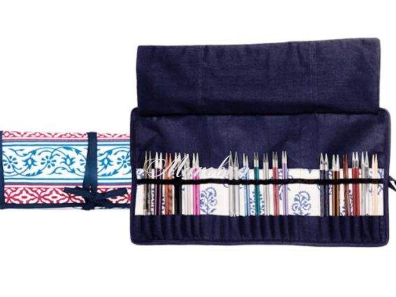 Чехол (органайзер) для хранения съемных спиц Navy 12091 KnitPro синий с узором