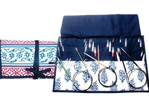 Чехол (органайзер) для хранения круговых спиц Navy 12092  KnitPro синий с узором