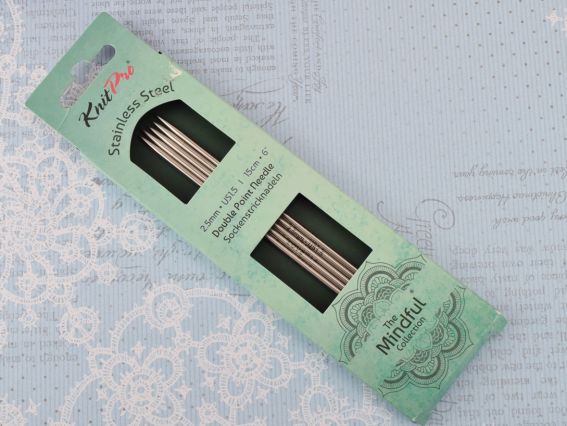 Панчішні в'язальні сталеві спиці Mindful KnitPro 36003 довжина 15 см, 5шт, №2,5 мм