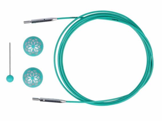 Вращающийся кабель 94см для создания круговых спиц длиной 120 см. KnitPro 36606 Mindful бирюзовый