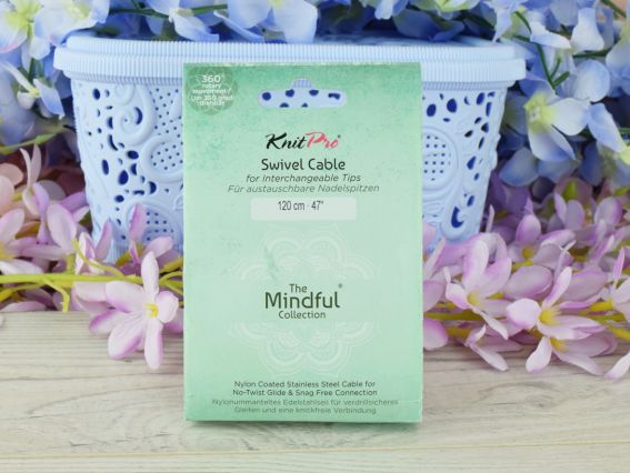 Вращающийся кабель 94см для создания круговых спиц длиной 120 см. KnitPro 36606 Mindful бирюзовый
