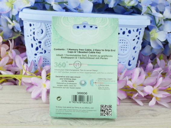 Вращающийся кабель 94см для создания круговых спиц длиной 120 см. KnitPro 36606 Mindful бирюзовый