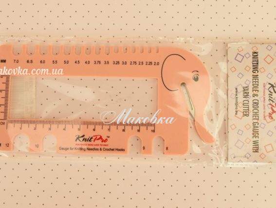 Линейка для спиц и пряжи с обрезателем Слон розовый 10994 KnitPro