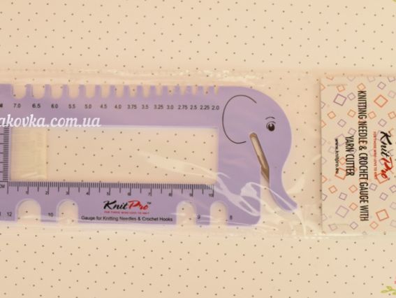 Линейка для спиц и пряжи с обрезателем Слон лиловый 10995 KnitPro