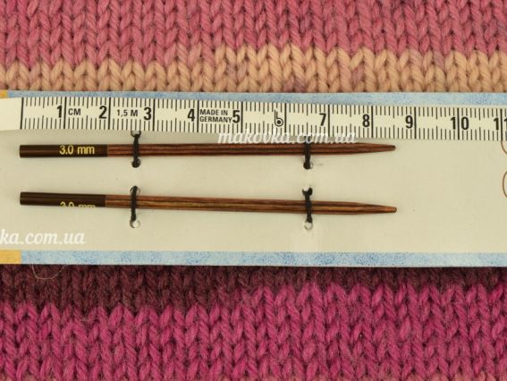Спиці з'ємні в'язальні дерев'яні КОРОТКІ 3,мм  31221  Ginger KnitPro