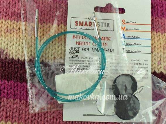 Кабель для создания круговых спиц длинной 80 см KnitPro SmartStix 42174 зеленый