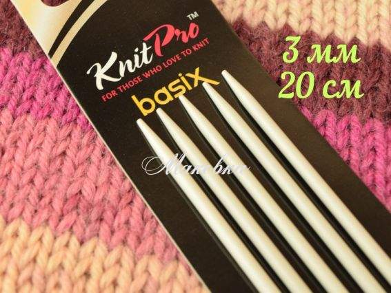 Спицы носочные Basix Aluminium DPNs KnitPro 45113 длина 20см, 5 шт, №3 мм