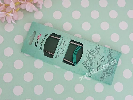 Кругові в'язальні спиці KnitPro Mindful 36119 розмір 4мм сталеві, довжина 100 см