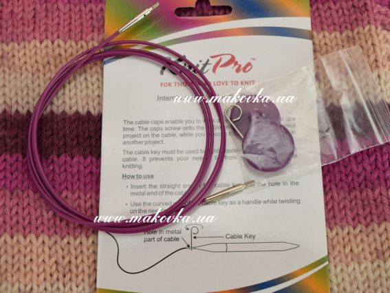 Кабель 937 для створення кругових спиць довжиною 120 см KnitPro 10504 рожевий