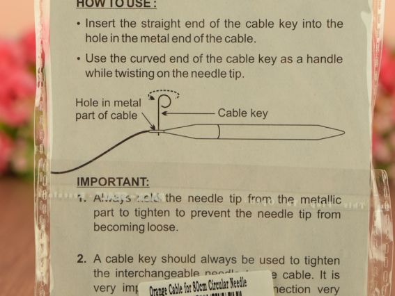 Кабель 10634 для створення кругових спиць довжиною 80 см. KnitPro помаранчевий