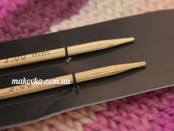 Съемные короткие спицы, раскручивающиеся деревянные 35651 Basix Brich Wood KnitPro, длина 8,6 мм, 3 мм