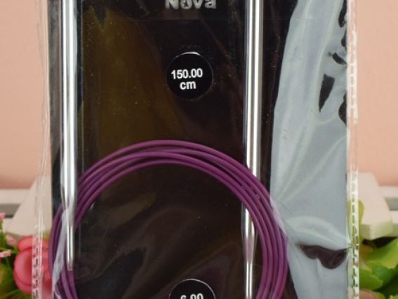 Круговые вязальные спицы KnitPro Nova 11386 размер 6,0 мм никелированные, длина 150 см