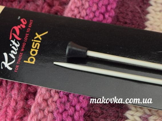 В'язальні прямі спиці 45201 Basix Aluminum KnitPro, алюмінієві з фіксатором, довжина 25 см №2,5 мм