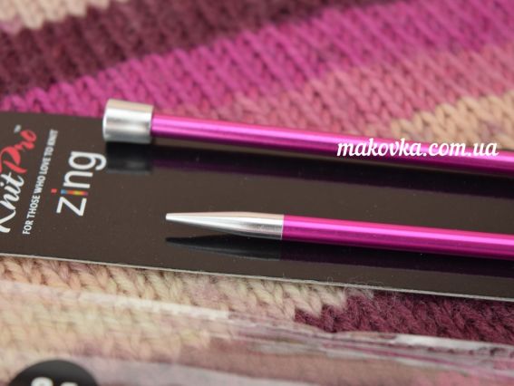 В'язальні спиці алюмінієві Zing KnitPro 47331 прямі з фіксатором, довжина 40 см, №5 мм