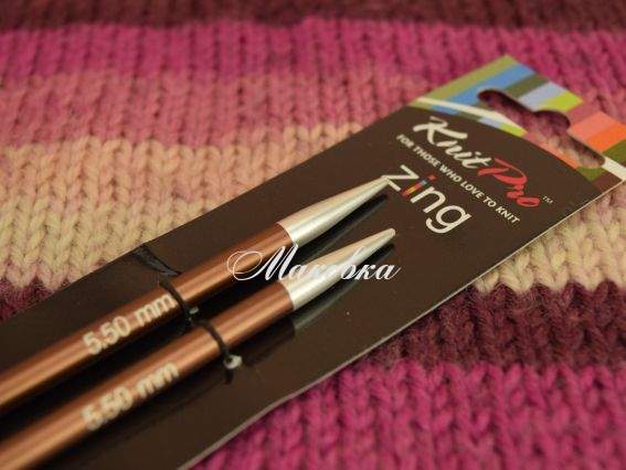 Спицы съемные КОРОТКИЕ 5,5мм Zing KnitPro 47526 без кабеля