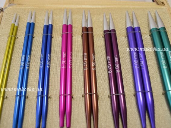 47404 Набор съемных раскручивающихся спиц Deluxe Set Zing KnitPro , спицы №№3,5-8мм и кабели