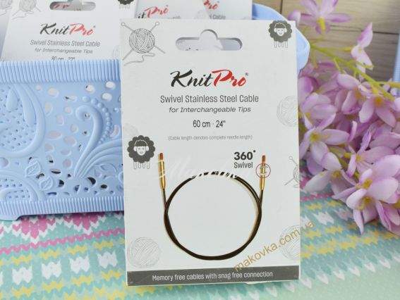 Вращающийся кабель для создания круговых спиц длиной 80 см. KnitPro 10574 черный